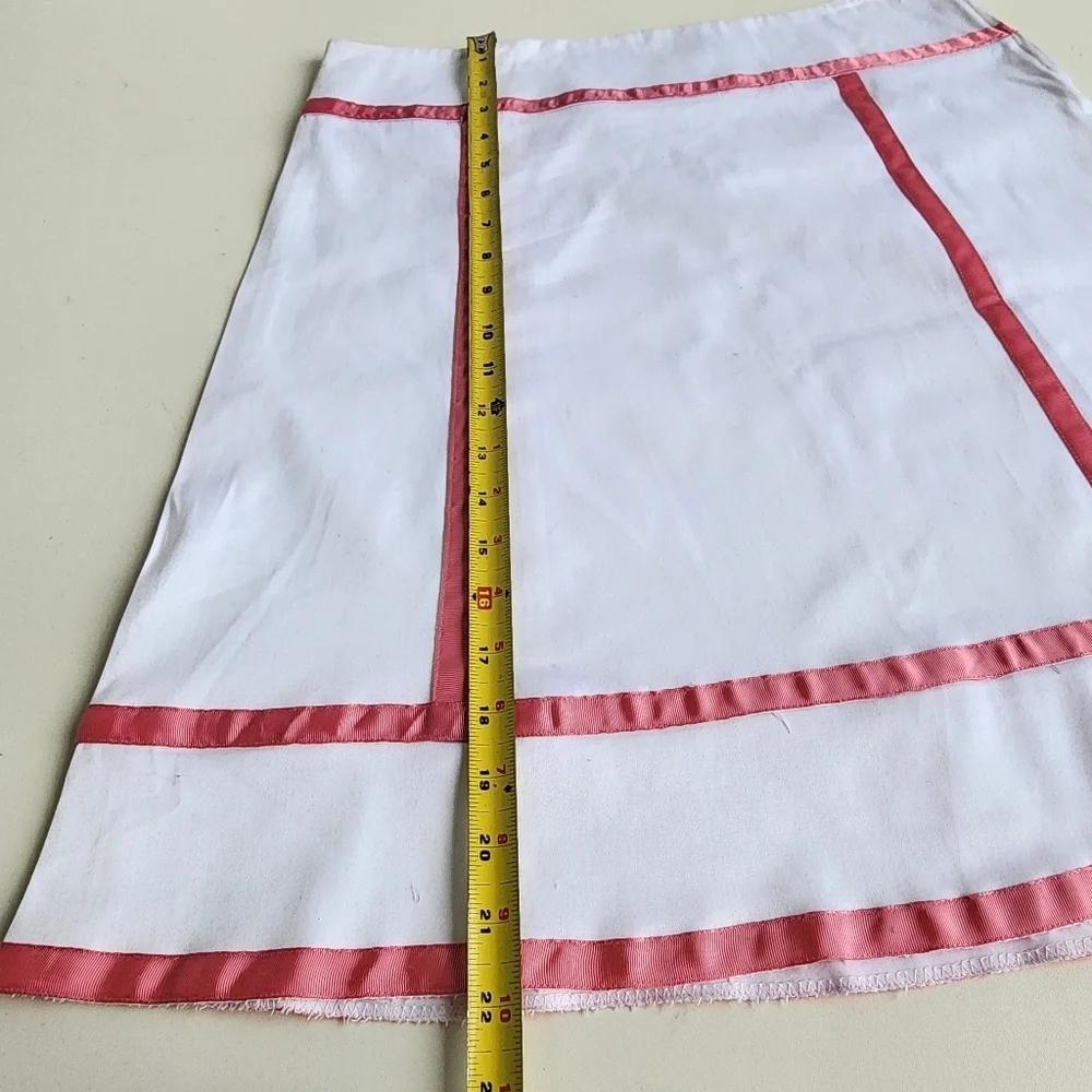 Heart Moon Star Womens Skirt A-Line Cotton White Pink Couture Side Zip Sz 8